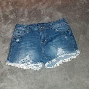 lace denim shorts